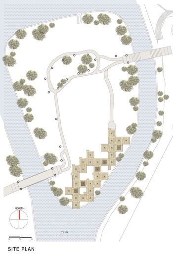 Situering van het Bamboo Playhouse in de Perdana Botanical Gardens.