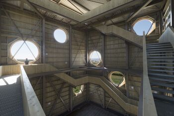 Het Inspiratiecentrum op de Brouwersdam bij het Grevelingenmeer. Foto door Architectenbureau Paul de Ruiter