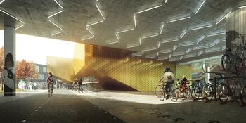 Er wordt een fietsenstalling voor ruim 1.200 fietsen gerealiseerd.