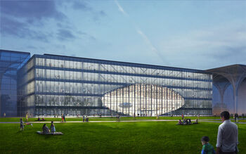 The bibliotheek is onderdeel van een groter cultureel complex  Beeld: MVRDV