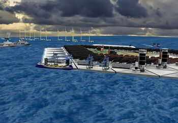 Impressie van het drijvende mega-eiland in de praktijk.