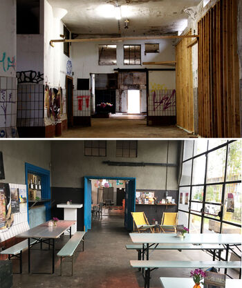 De renovatie van het café, van oud naar nieuw.