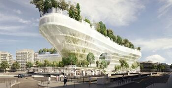 Flatgebouw met duizend bomen op het dak