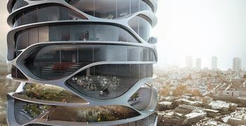 Cilindrische wolkenkrabber breekt met conventionele architectuur
