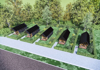 Straatje van tiny houses in Fries dorp