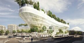 Flatgebouw met duizend bomen op het dak