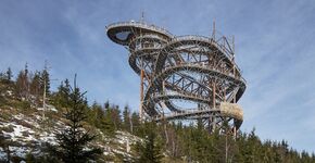 Uniek vogelperspectief door houten achtbaanuitkijktoren