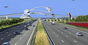 La Tulipe overbrugt A4 met reusachtige tulpen