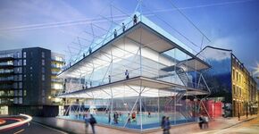 Voetbalflat bestaat uit opgestapelde trapveldjes