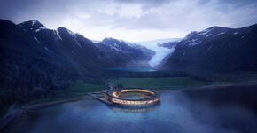 Dit energiezuinige hotel grenst aan prachtige gletsjer