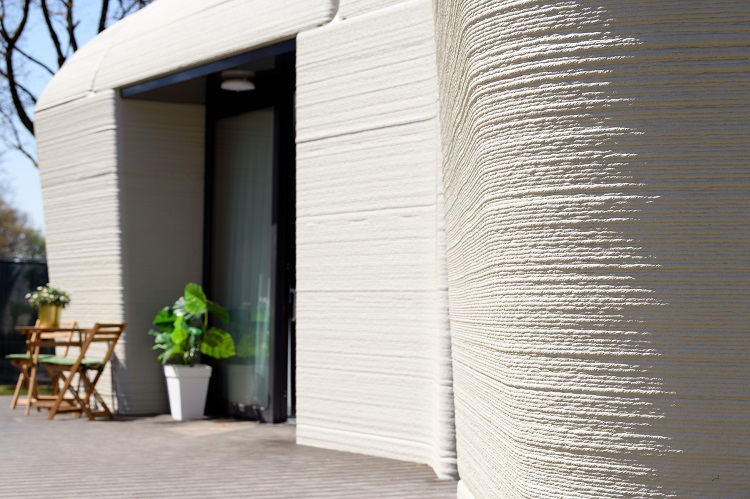 Gevel 3D-geprint betonnen huis