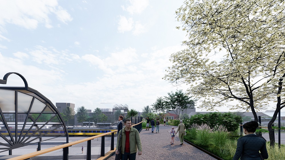 Impressie loopbrug station Zwolle